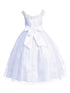 Lito Little Girls White Glitter Tulle Embroidered Appliques Communion Dress 6 - SophiasStyle.com